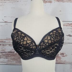 Freya Lace Padded Plunge Bra Black Size 30I